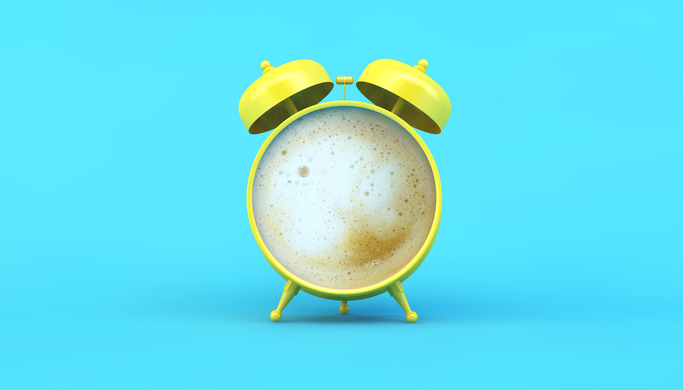 Yellow Clock with Coffee